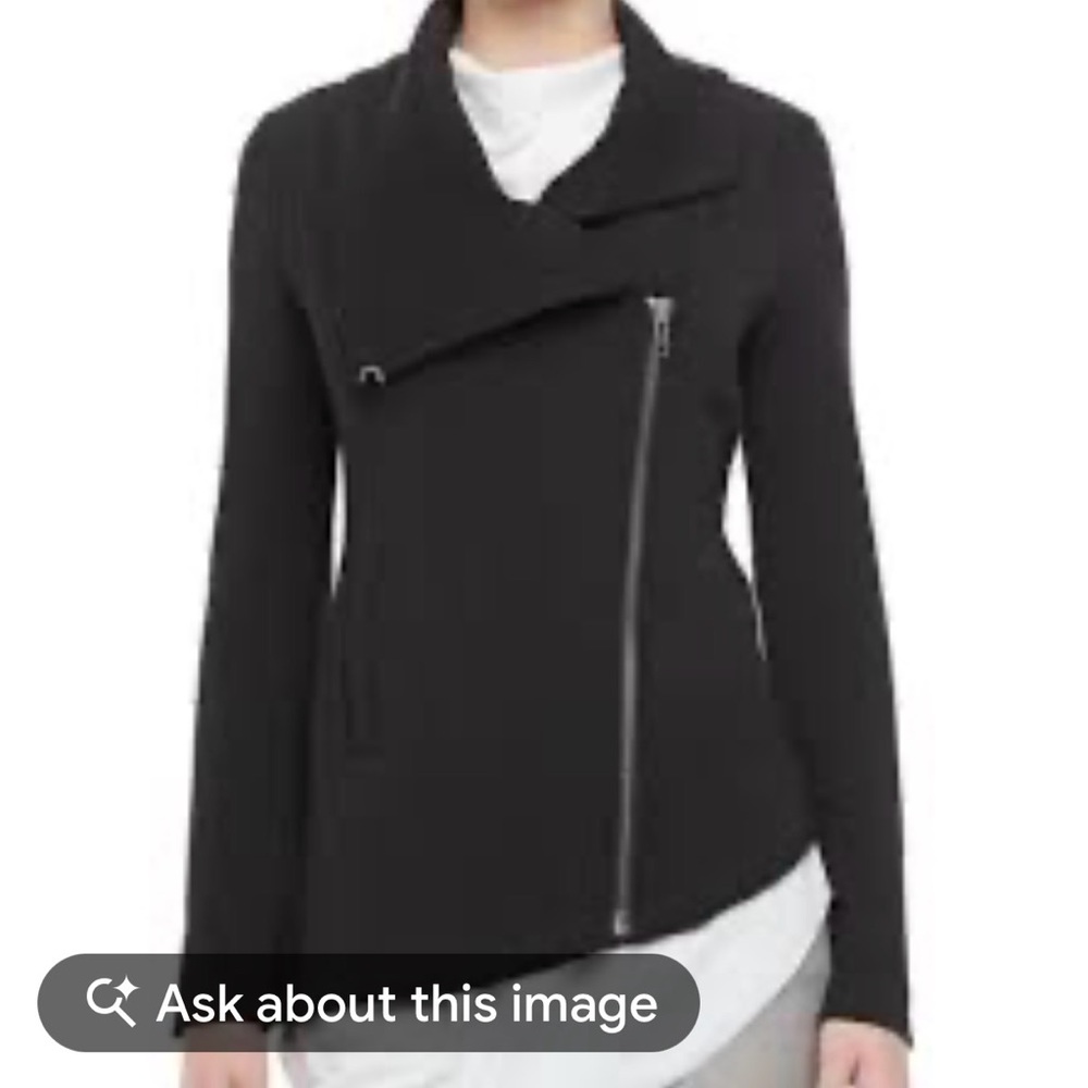 Helmut Lang Villous Asymmetrical Zip Moto Black Jacket Blazer - Size M